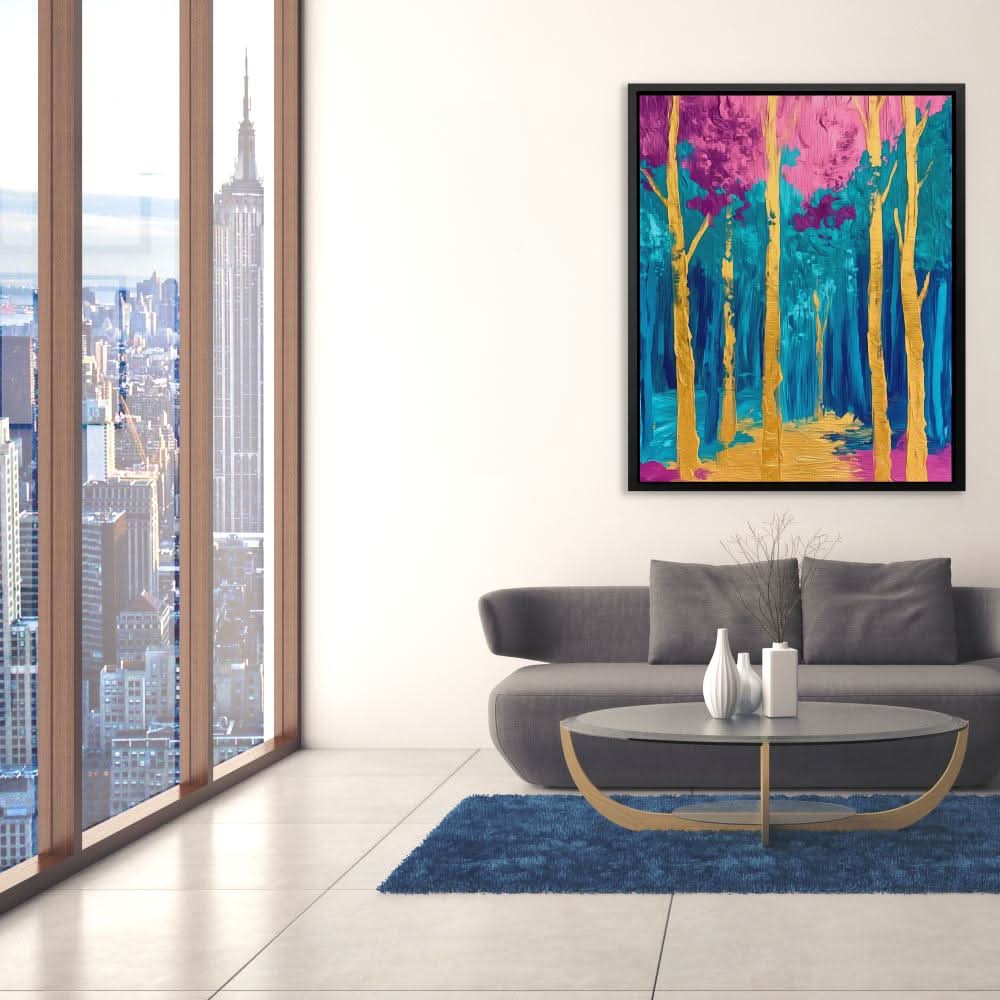 Surreal Gold and Pink Forest - Colorful Canvas Wall Art