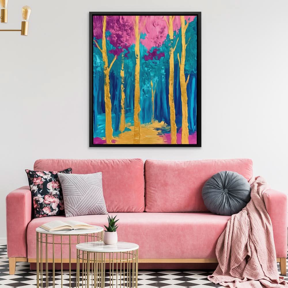 Surreal Gold and Pink Forest - Large Canvas Print