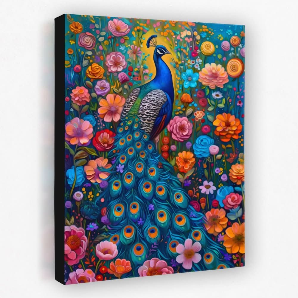 Surreal Peacock - Floral Canvas Wall Art