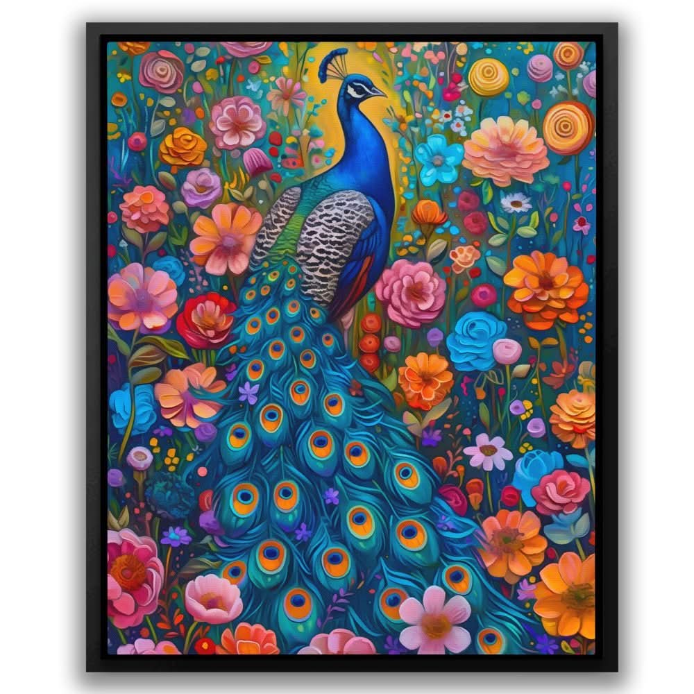 Surreal Peacock - Blue Canvas Wall Art