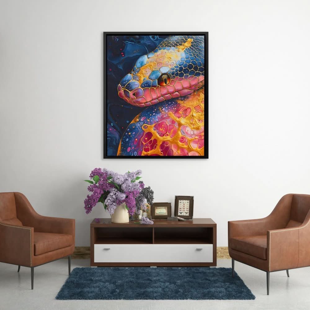 Surreal Snake - Blue Wall Art for Hallway