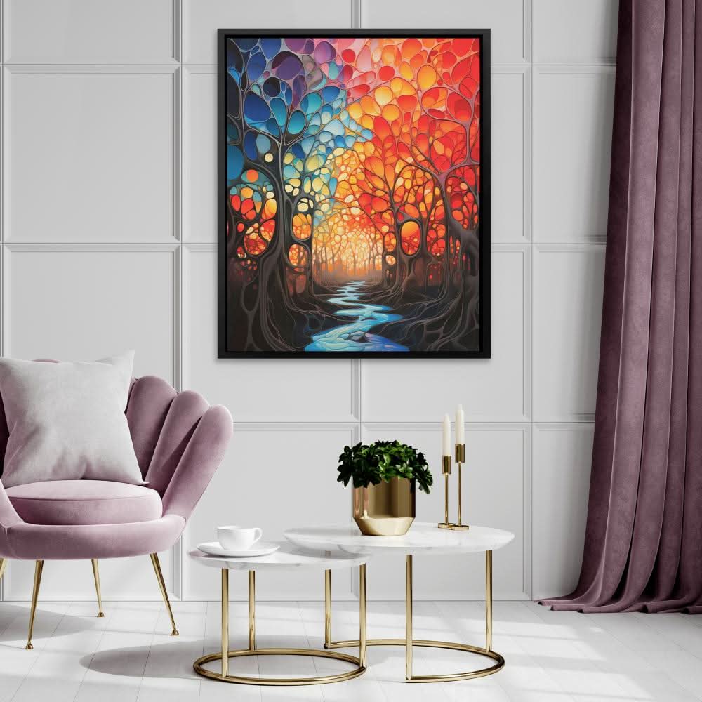 Surrealism Stream - Stream Wall Art in Black Frame