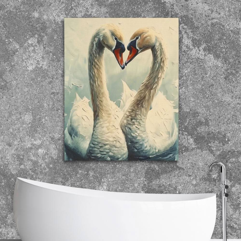 Swan Love - Animals Art for Bathroom