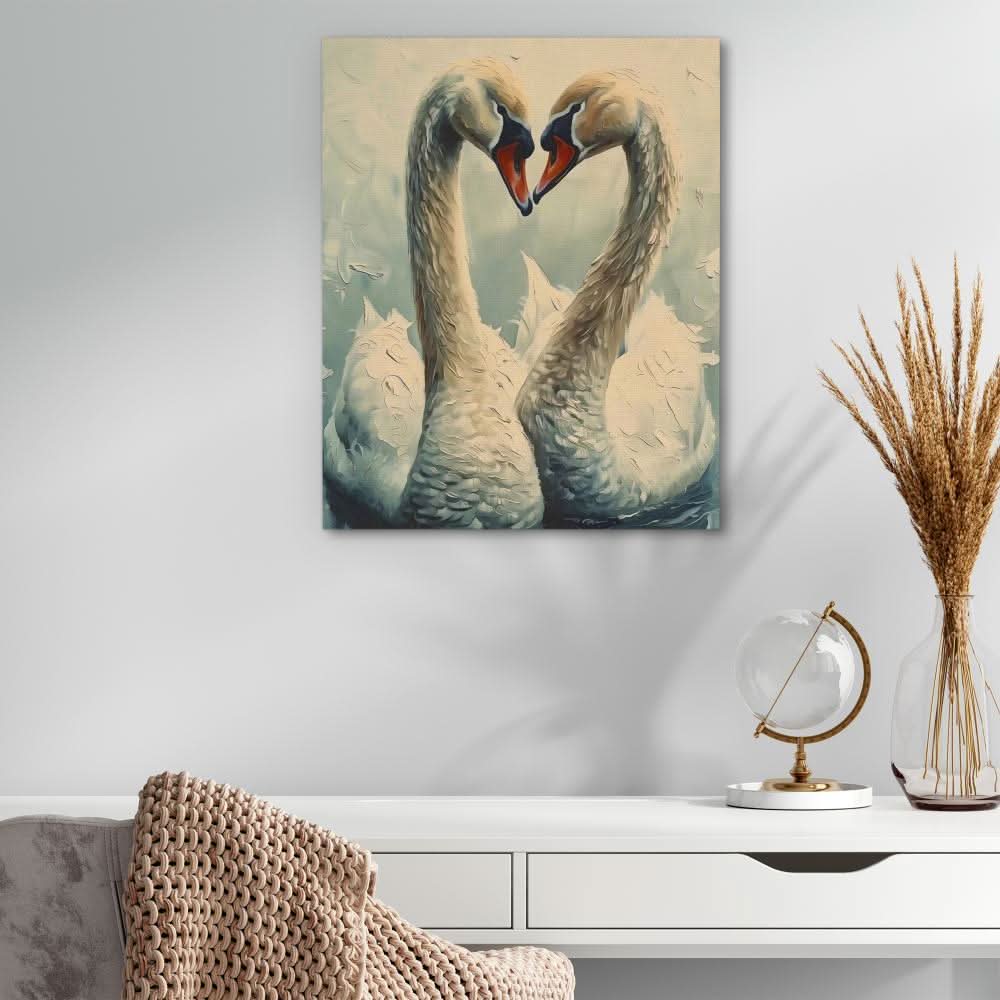 Swan Love - Oversized Animals Canvas Wall Art
