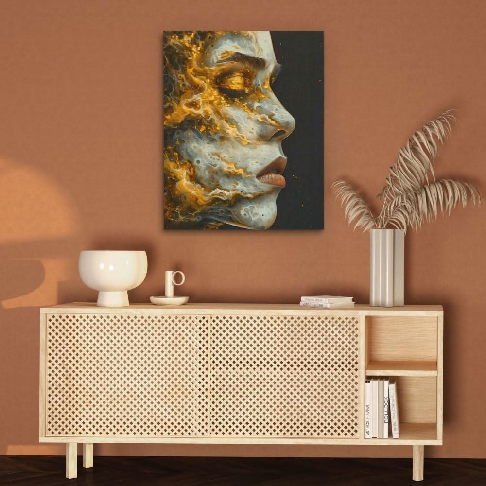 Sweet Embrace - Black and Gold Dark Academia Canvas Print