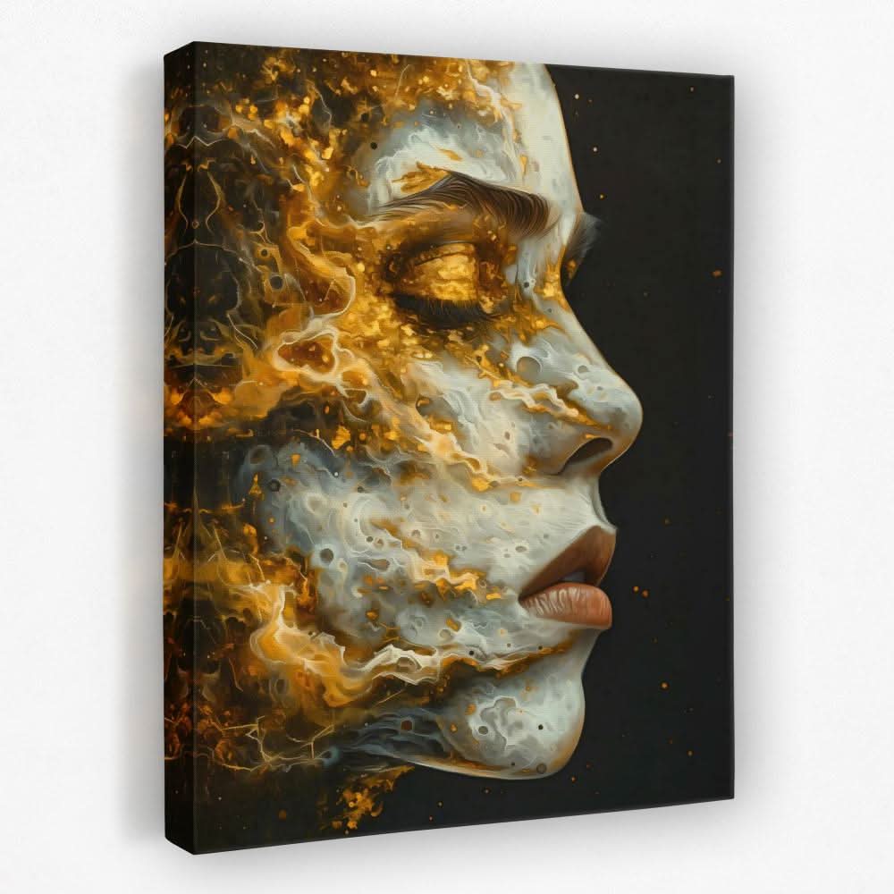 Sweet Embrace - Black Gold and White Canvas Wall Art