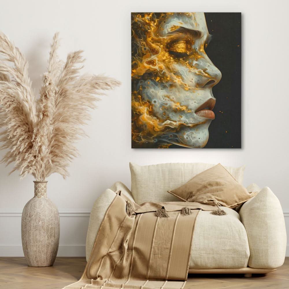 Sweet Embrace - Black and Gold Wall Art for Bedroom