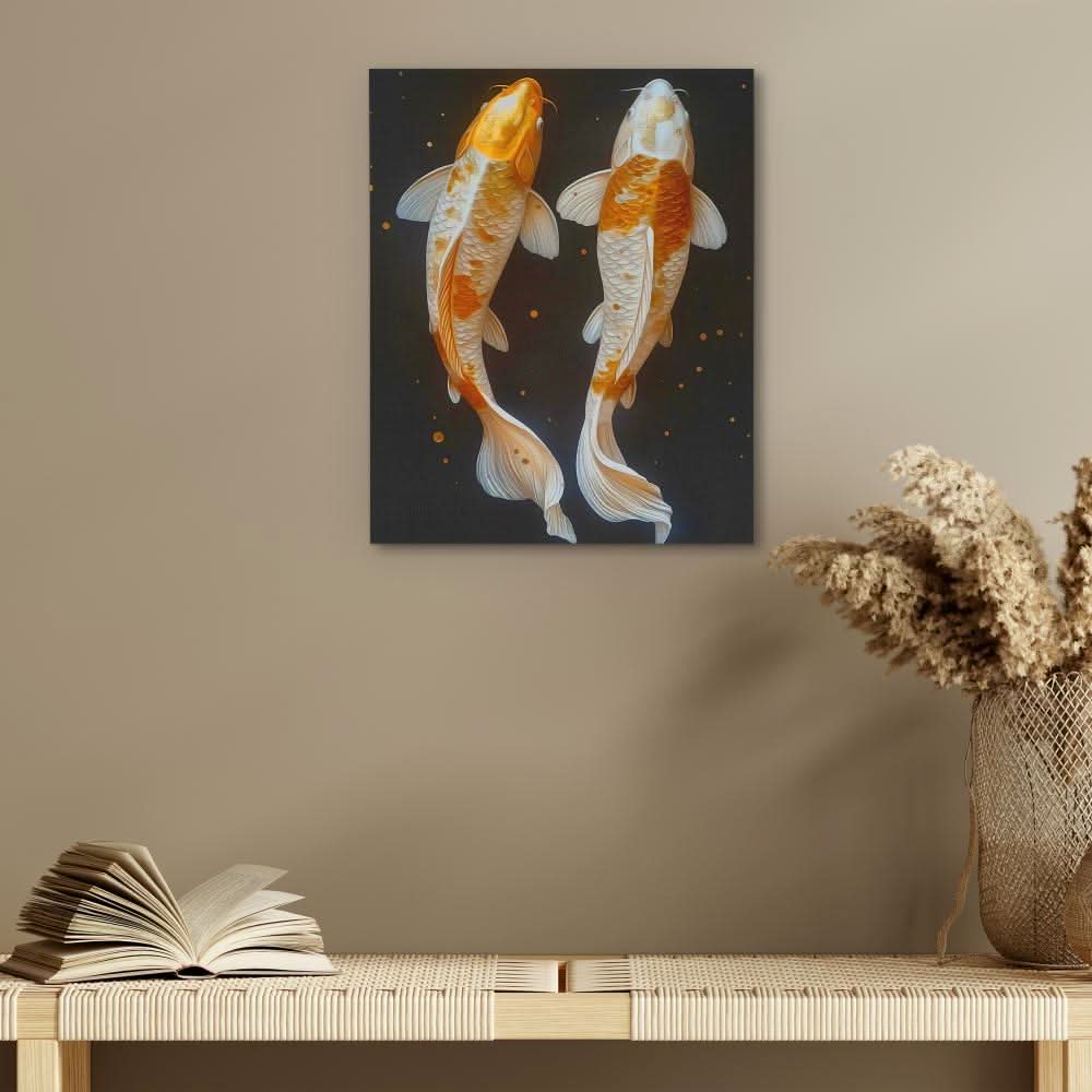 Swimming Koi Fish - Large Modern Canvas Print