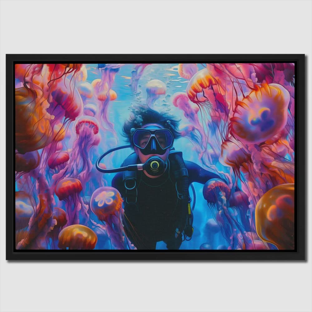 Swimming with Jellyfish - Coastal Art for Bathroom