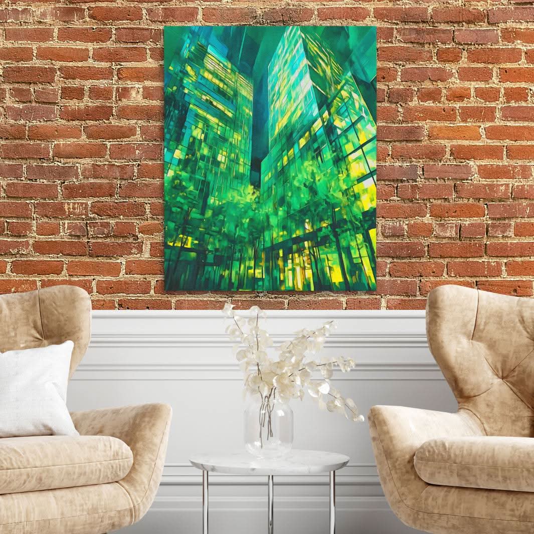 Tall Emerald Buildings - Large Canvas Print