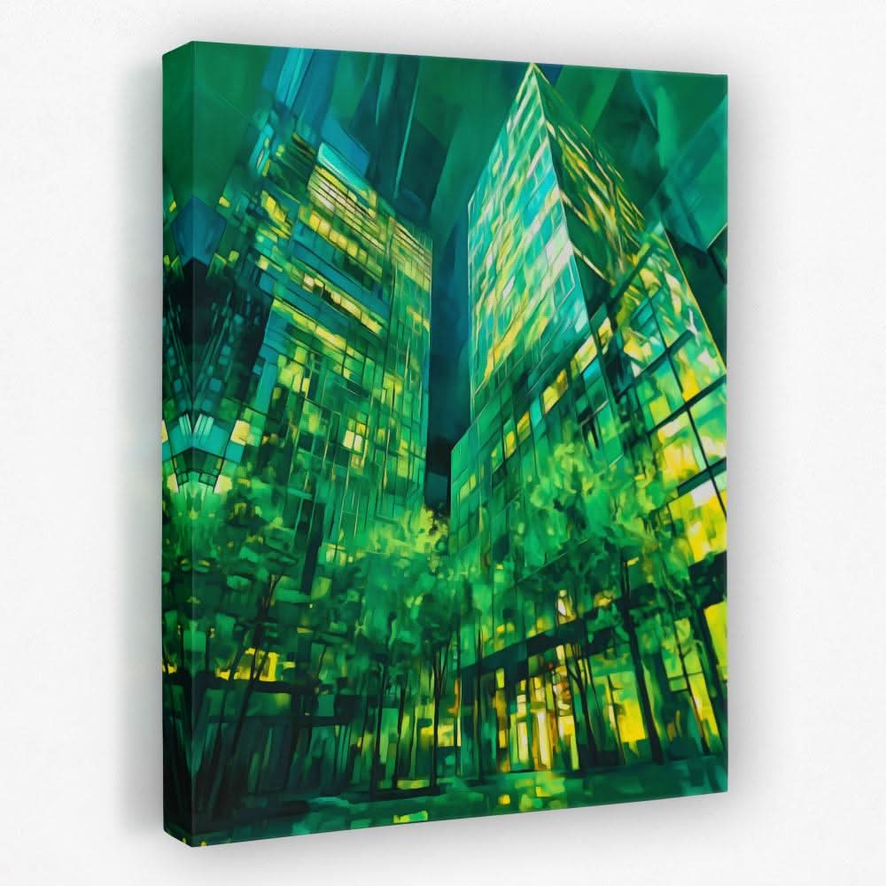 Tall Emerald Buildings - Architecture Canvas Wall Art