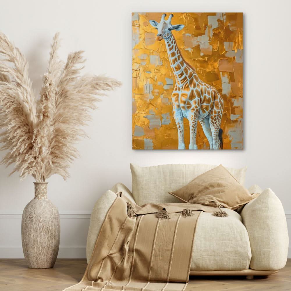 Tall Giraffe - Gold Wall Art for Living Room