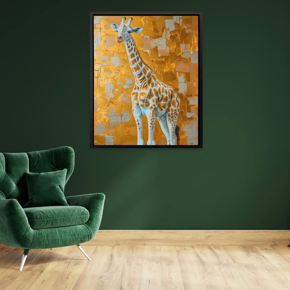 Tall Giraffe - Animals Wall Art in Black Frame