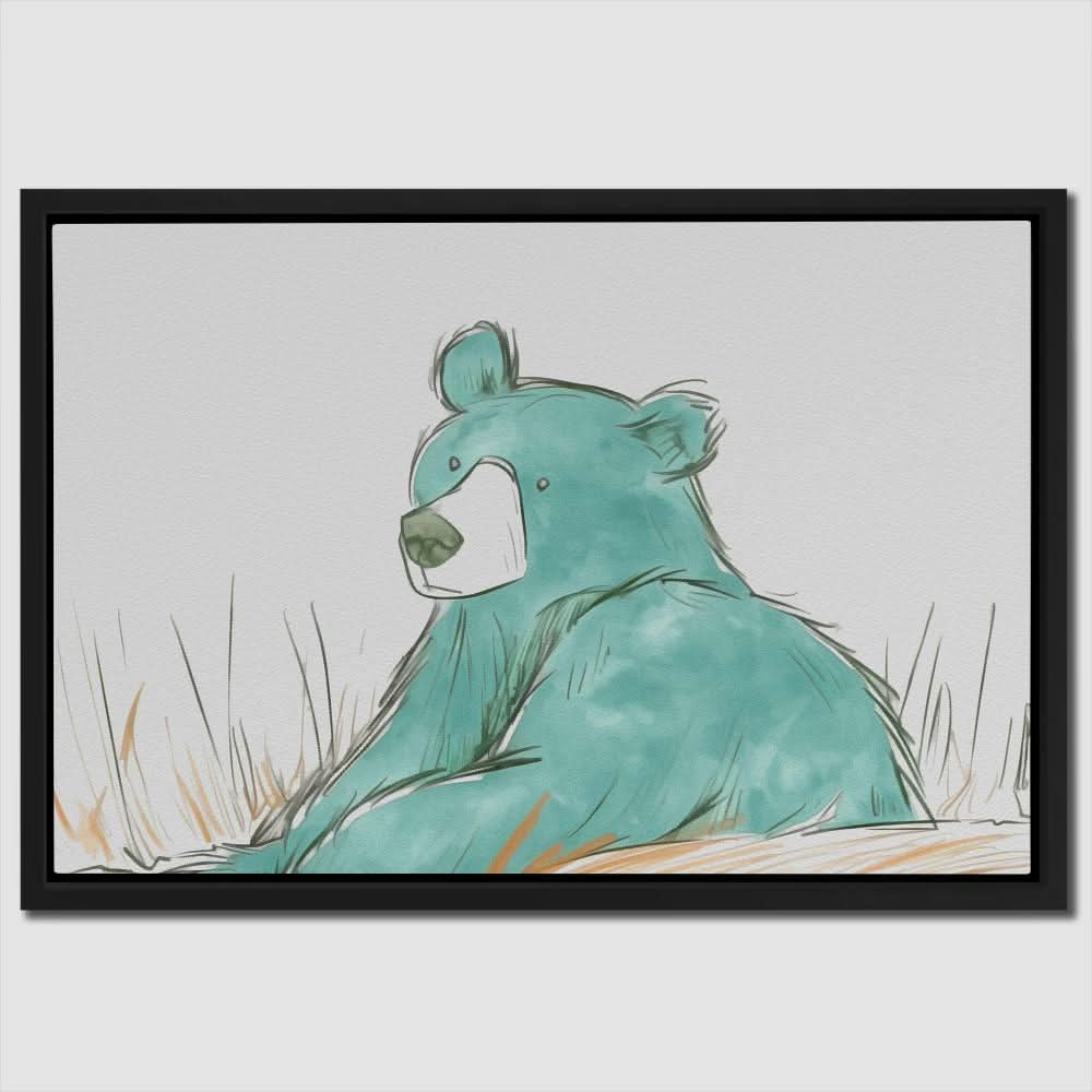 Teal Bear - Animals Art for Bedroom