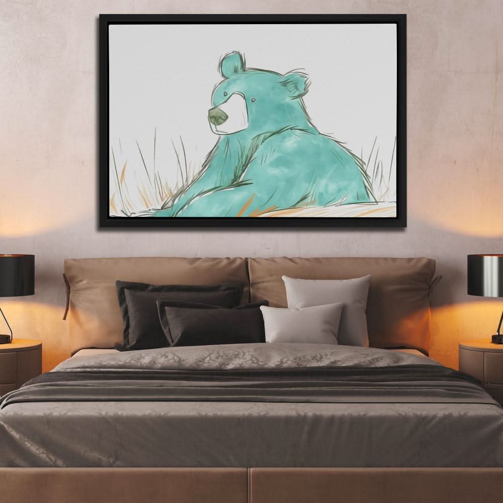 Teal Bear - Teal Wall Art for Kids Room