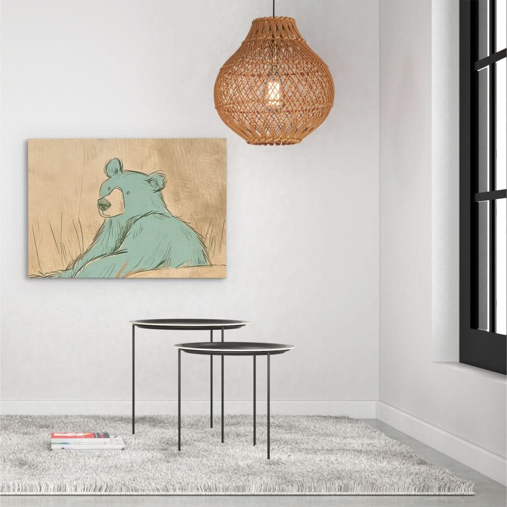 Teal Blue Bear - Earth Tones Bear Canvas Print