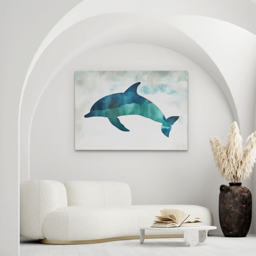 Teal Dolphin Jump - Teal Wall Art