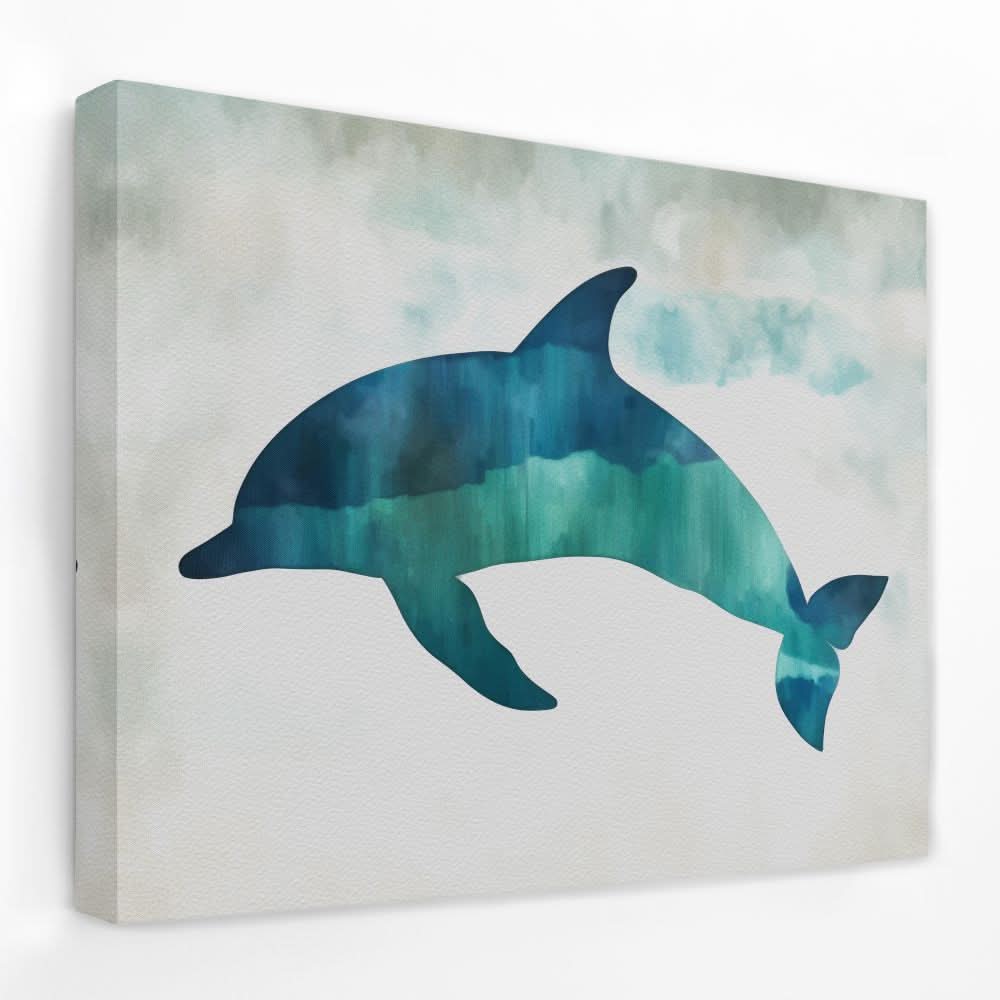 Teal Dolphin Jump - Dolphin Canvas Wall Art