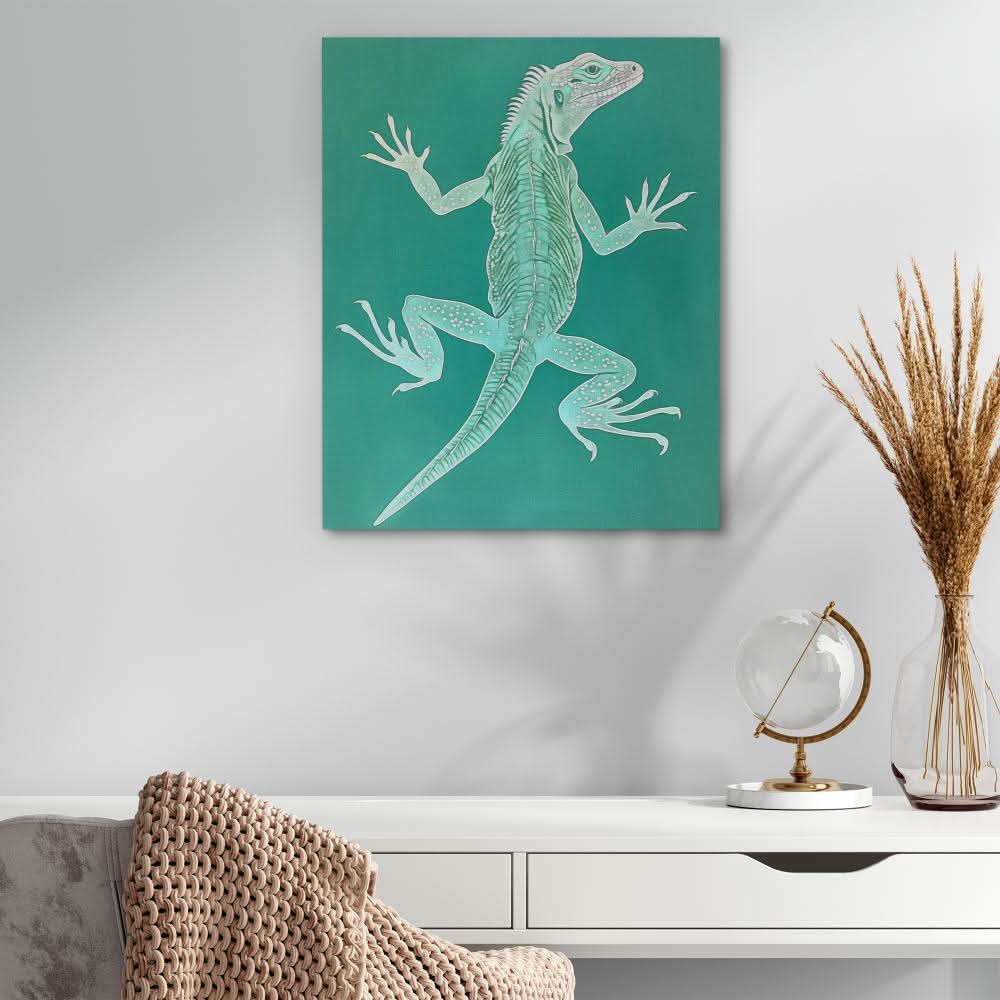 Teal Iguana - Large Contemporary Canvas Print