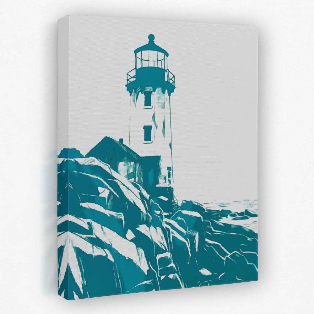 Teal Lighthouse - Beach Canvas Wall Art