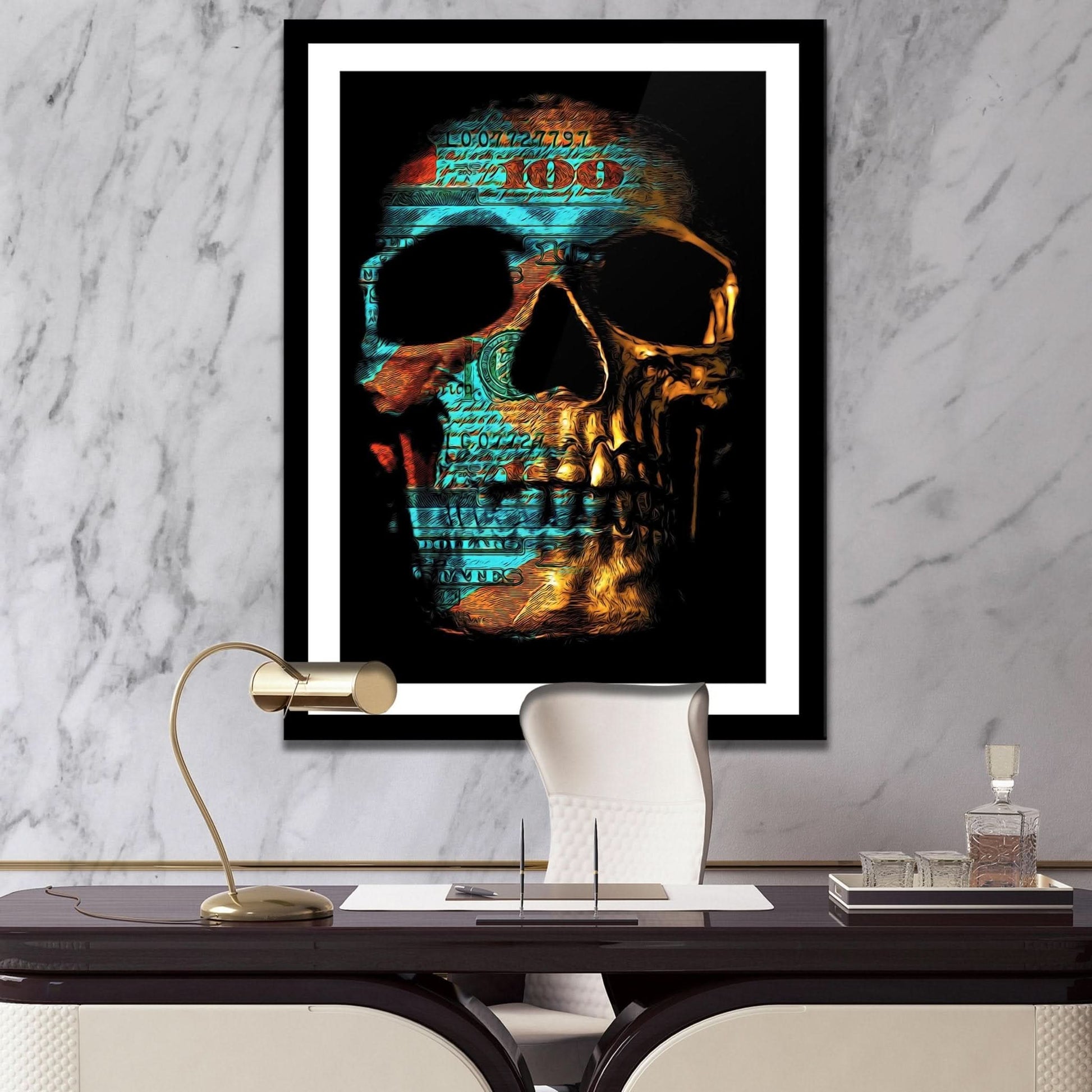 Teal Skull Semi - gloss Print - Luxury Wall Art