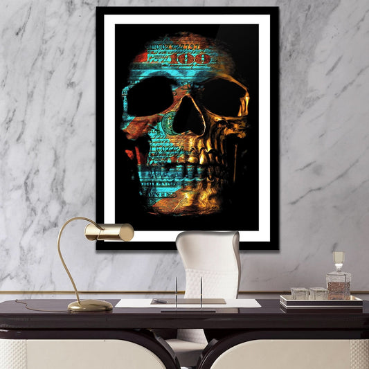 Teal Skull Semi - gloss Print - Luxury Wall Art