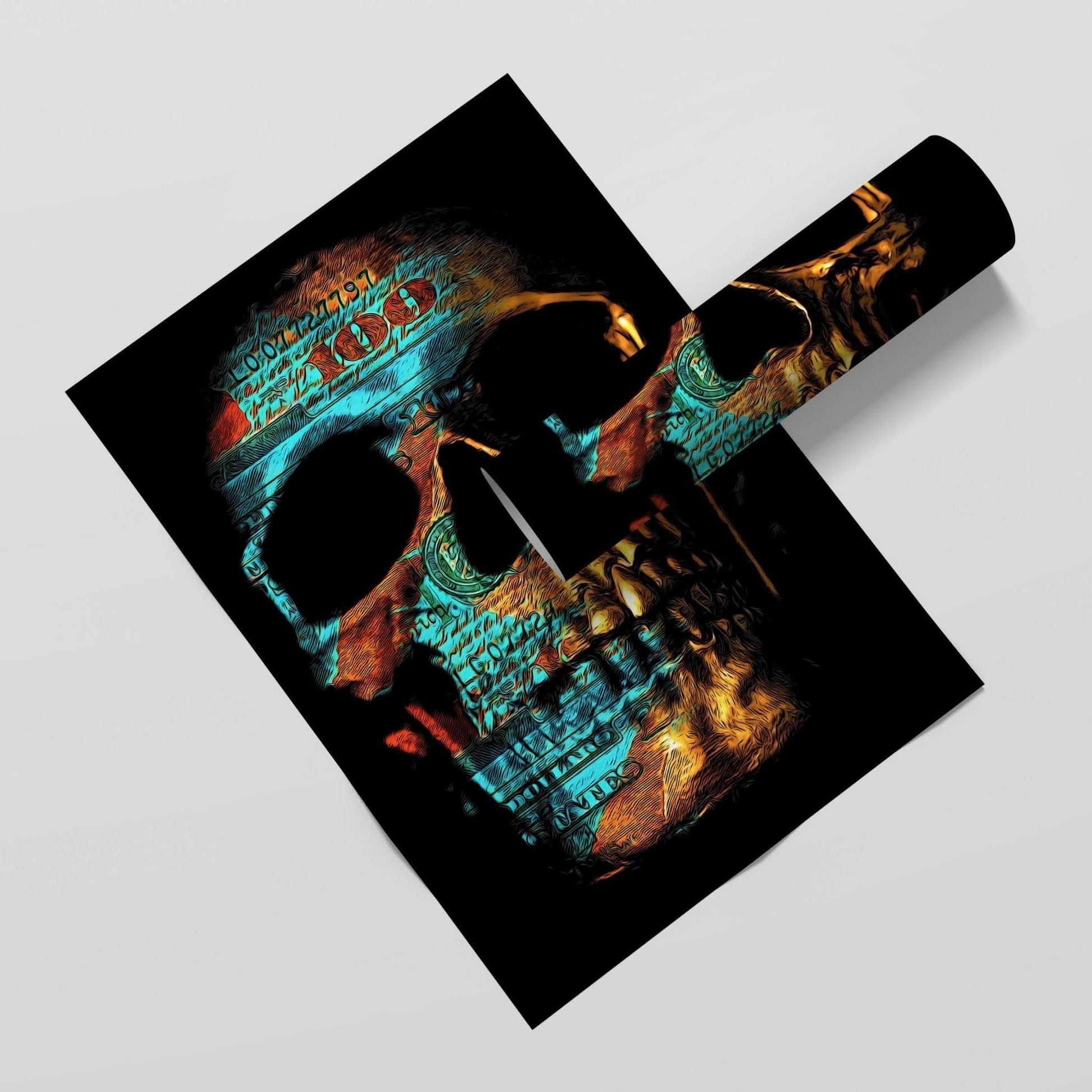 Teal Skull Semi - gloss Print - Luxury Wall Art