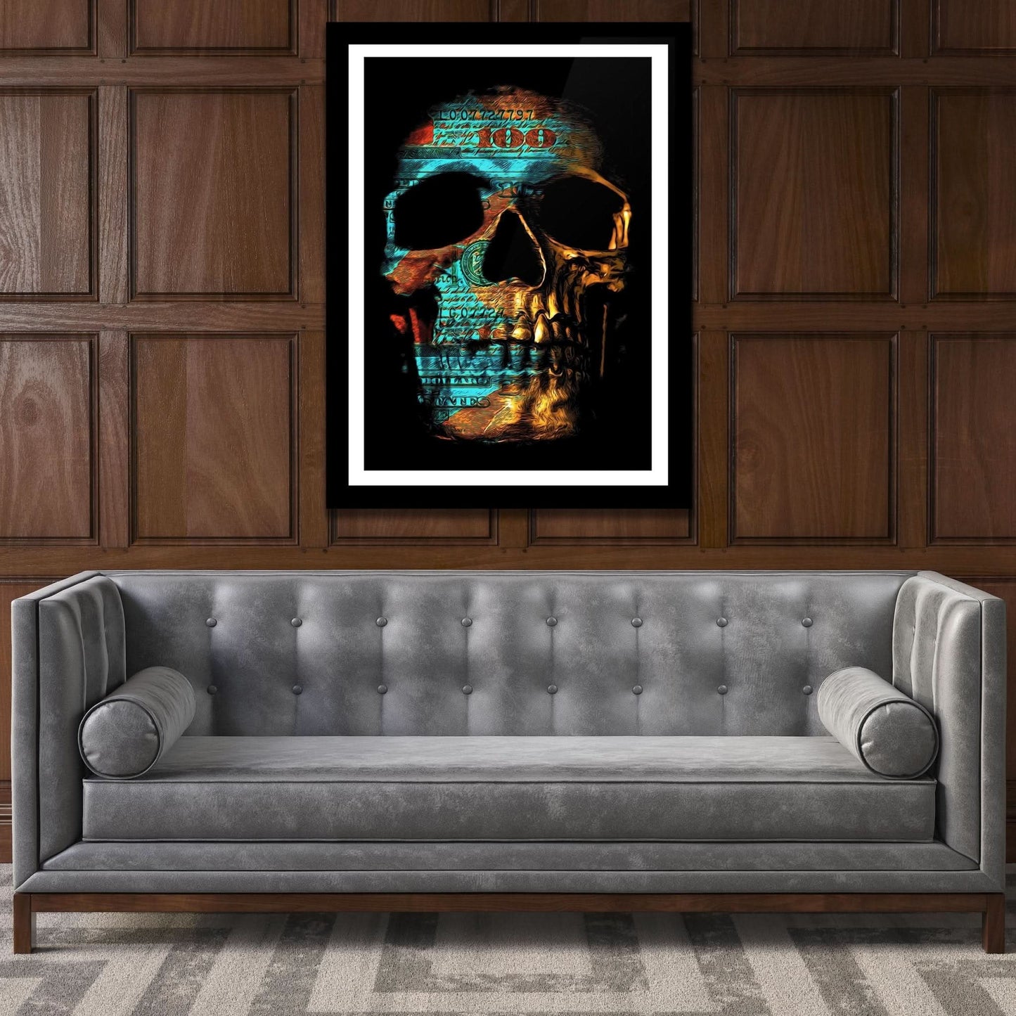 Teal Skull Semi - gloss Print - Luxury Wall Art