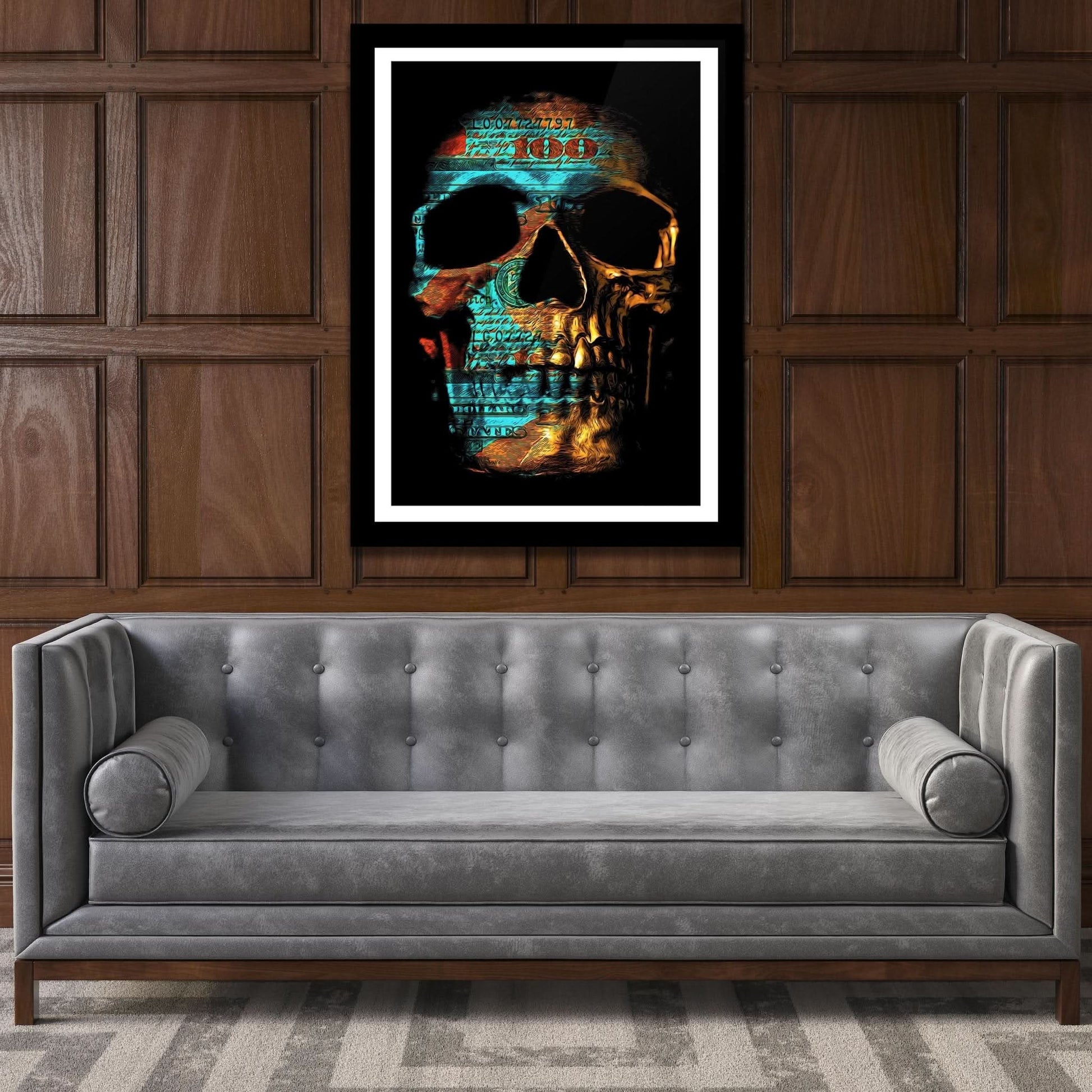 Teal Skull Semi - gloss Print - Luxury Wall Art