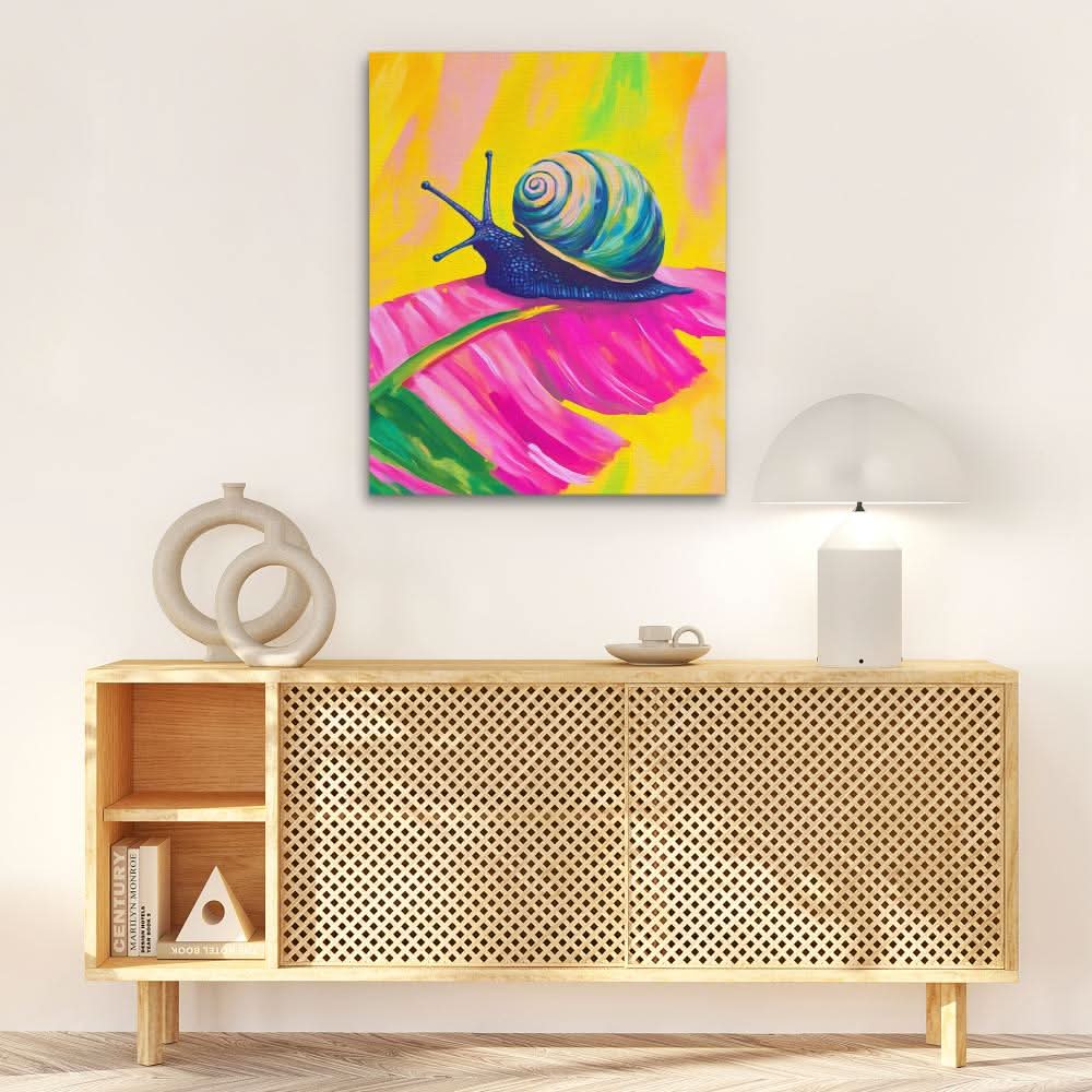 Technicolor Spiral - Pink and Purple Wall Art in Black Frame