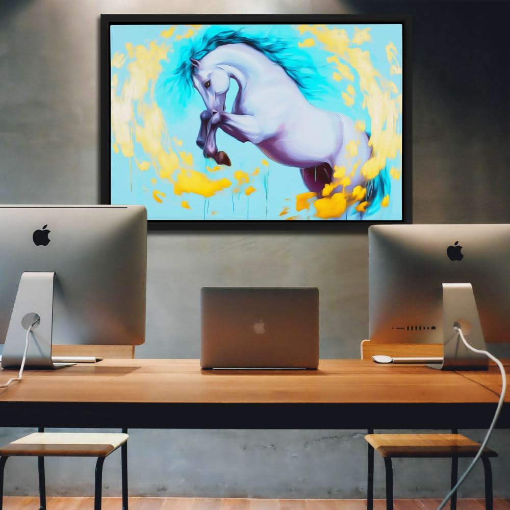 Tempest Hooves - Horse Wall Art in Black Frame