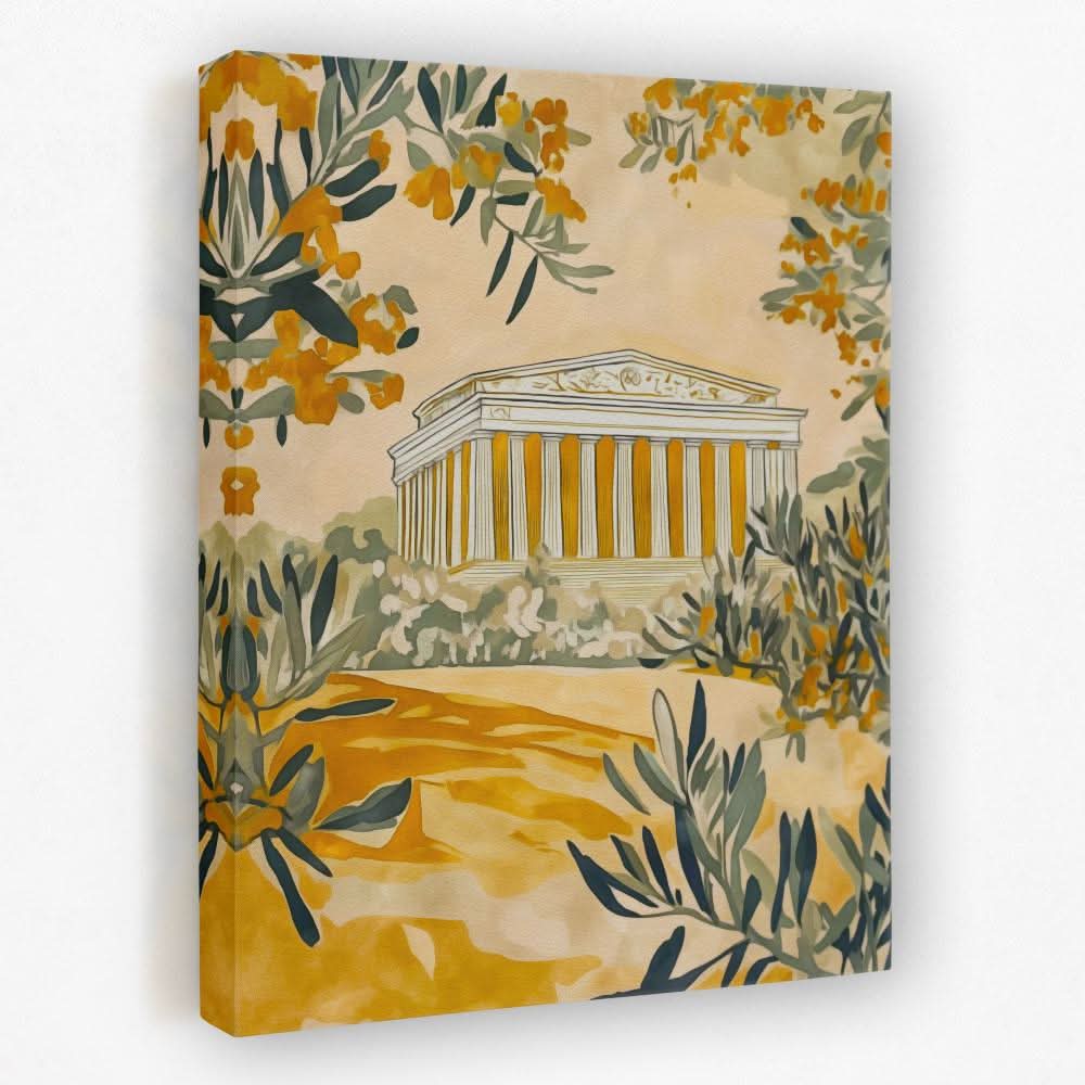 Temple Among the Olives - Architecture Canvas Wall Art