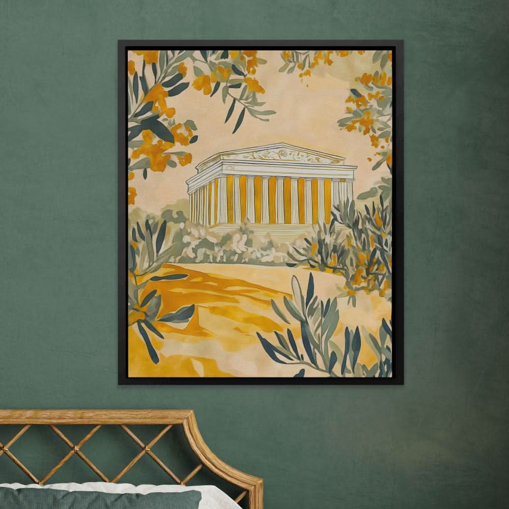 Temple Among the Olives - Wall Art in Black Frame