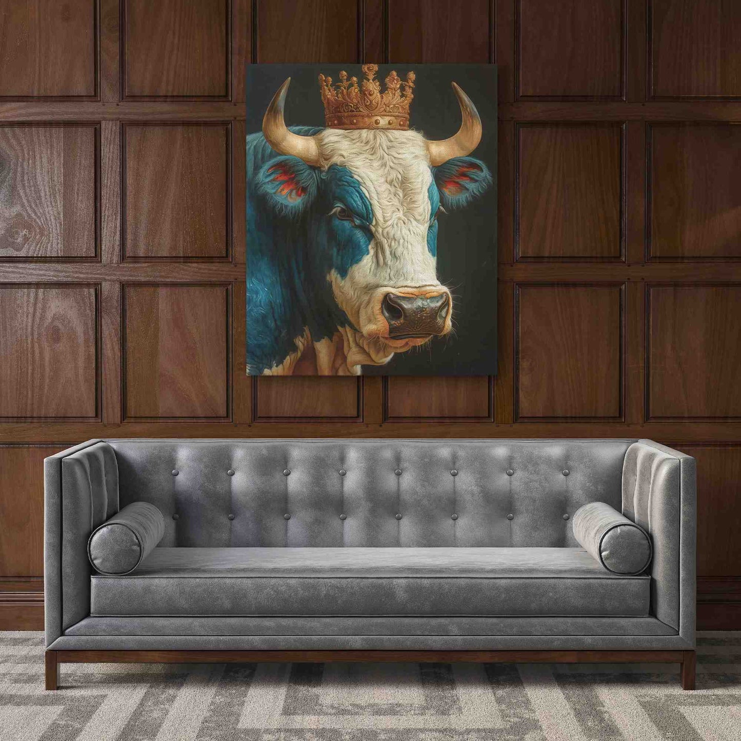 The Cow King - Cow Wall Art in Black Frame