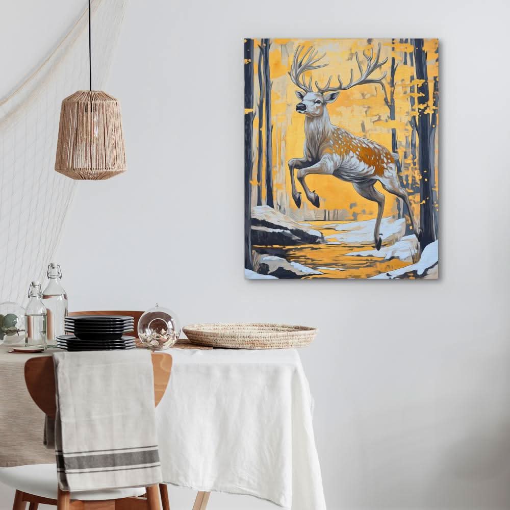The Golden Stag - Animals Art for Hallway