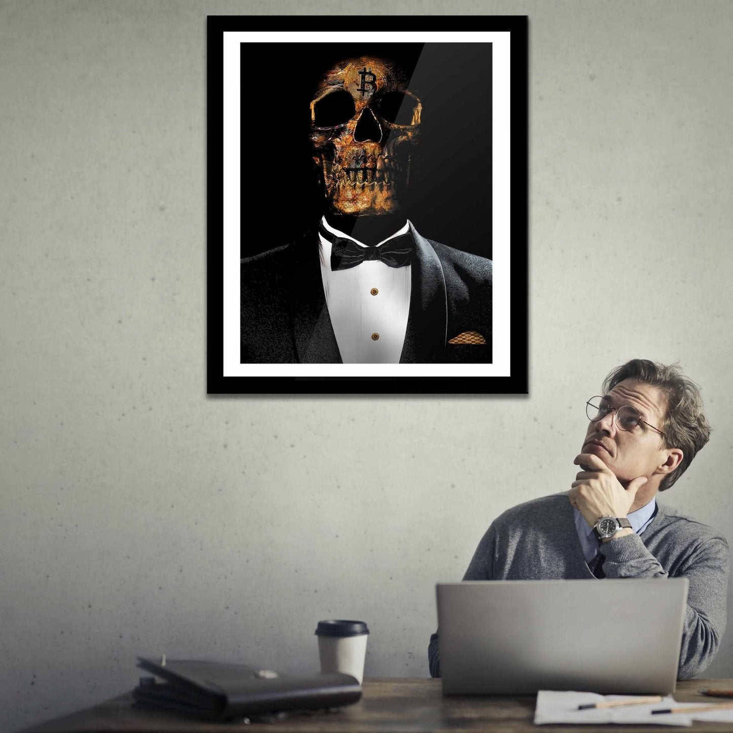 The Investor Skull Semi - gloss Print - Luxury Wall Art