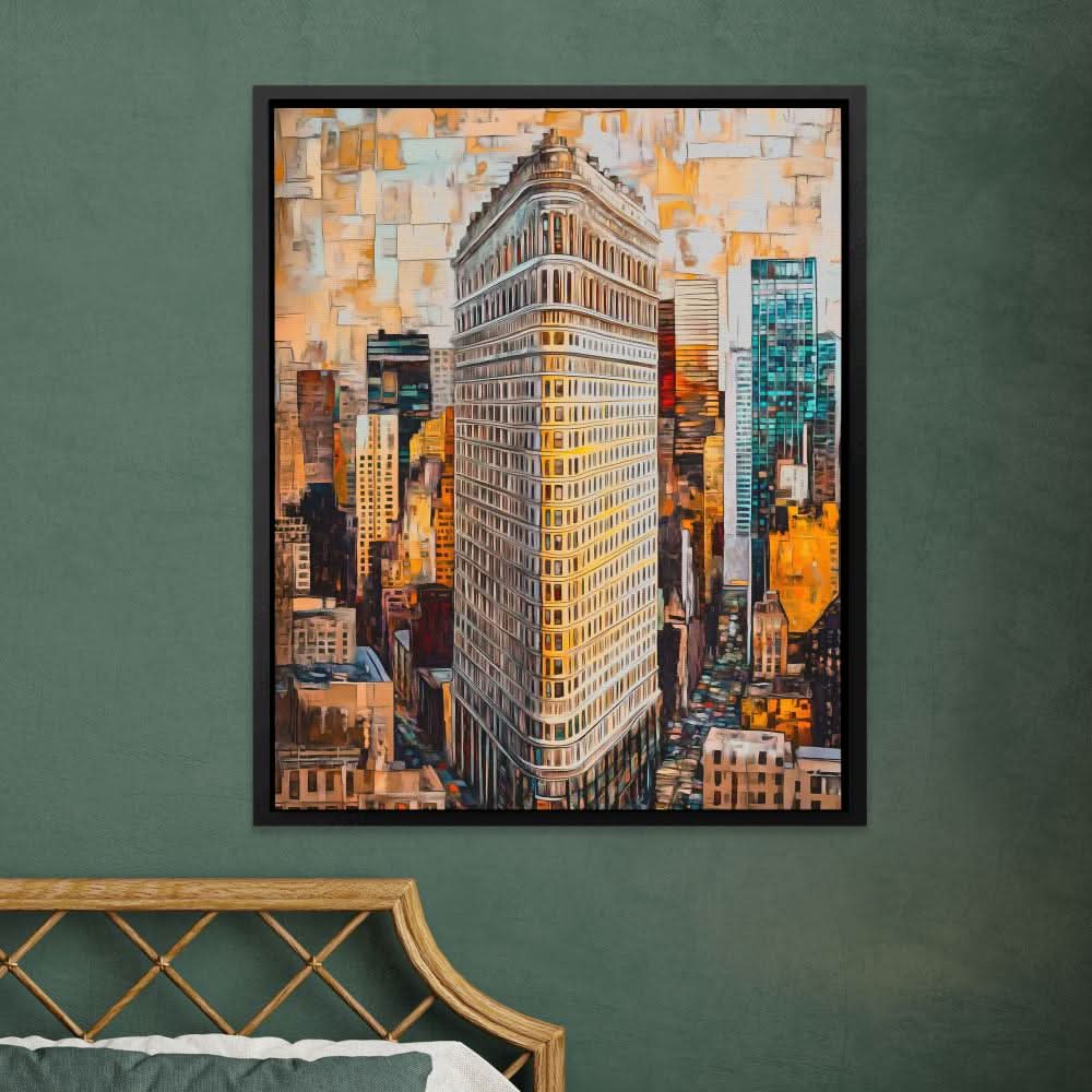 The Iron of Fifth Avenue - Beige Canvas Wall Art