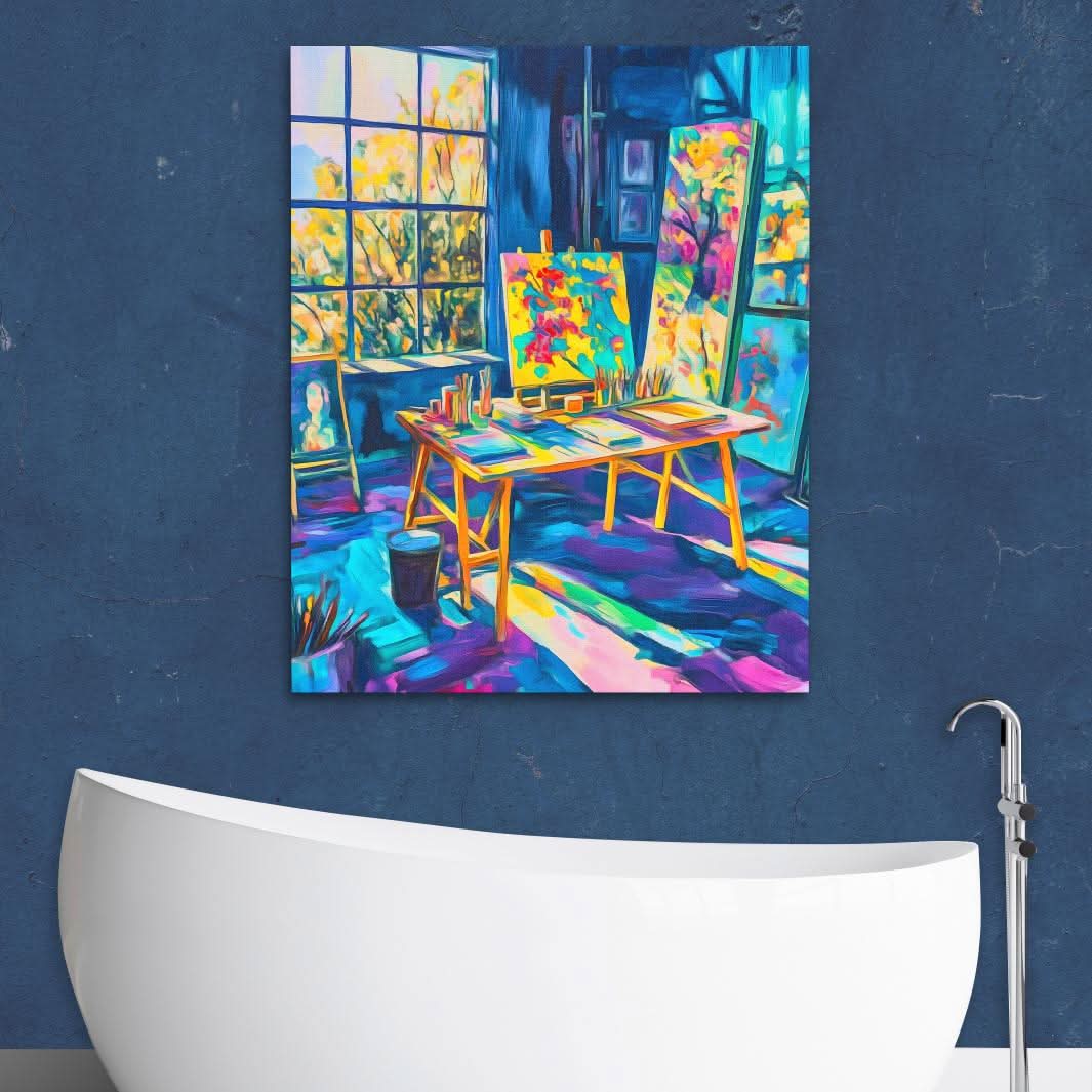 The Painter’s Sanctuary - Abstract Wall Art in Black Frame
