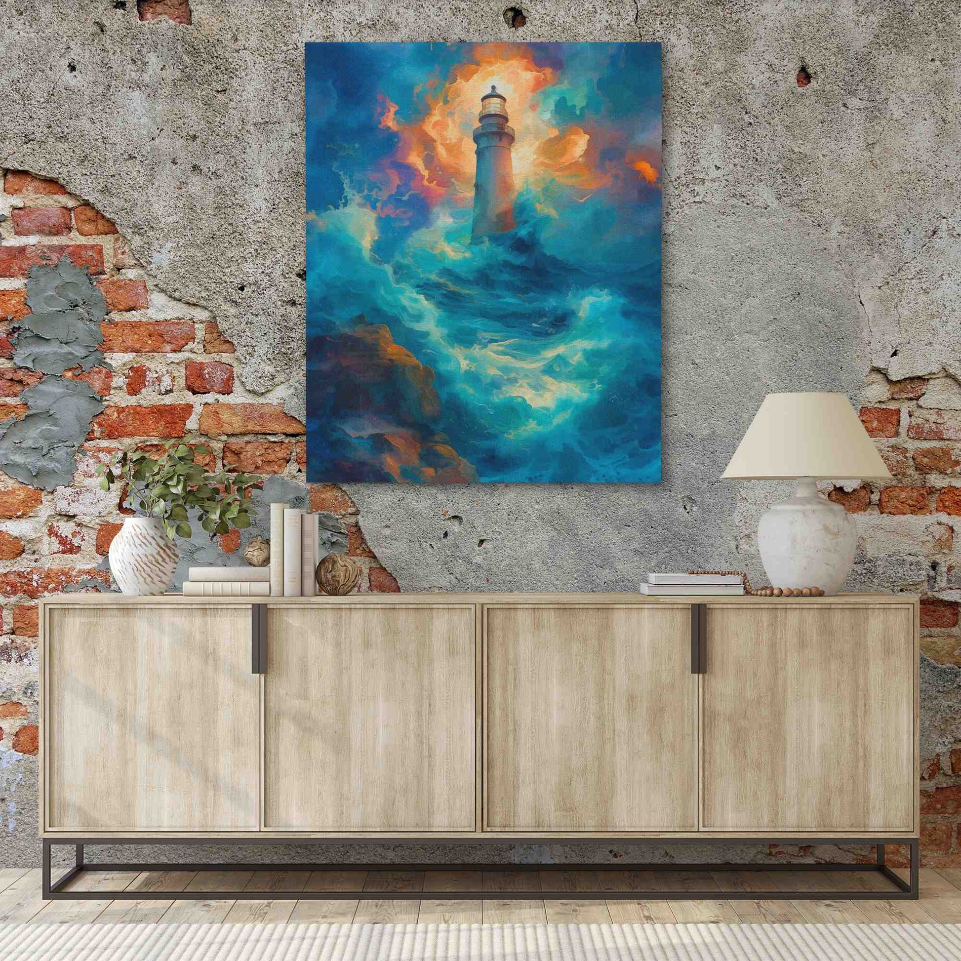 Thrashing Waves - Blue Beach Canvas Print