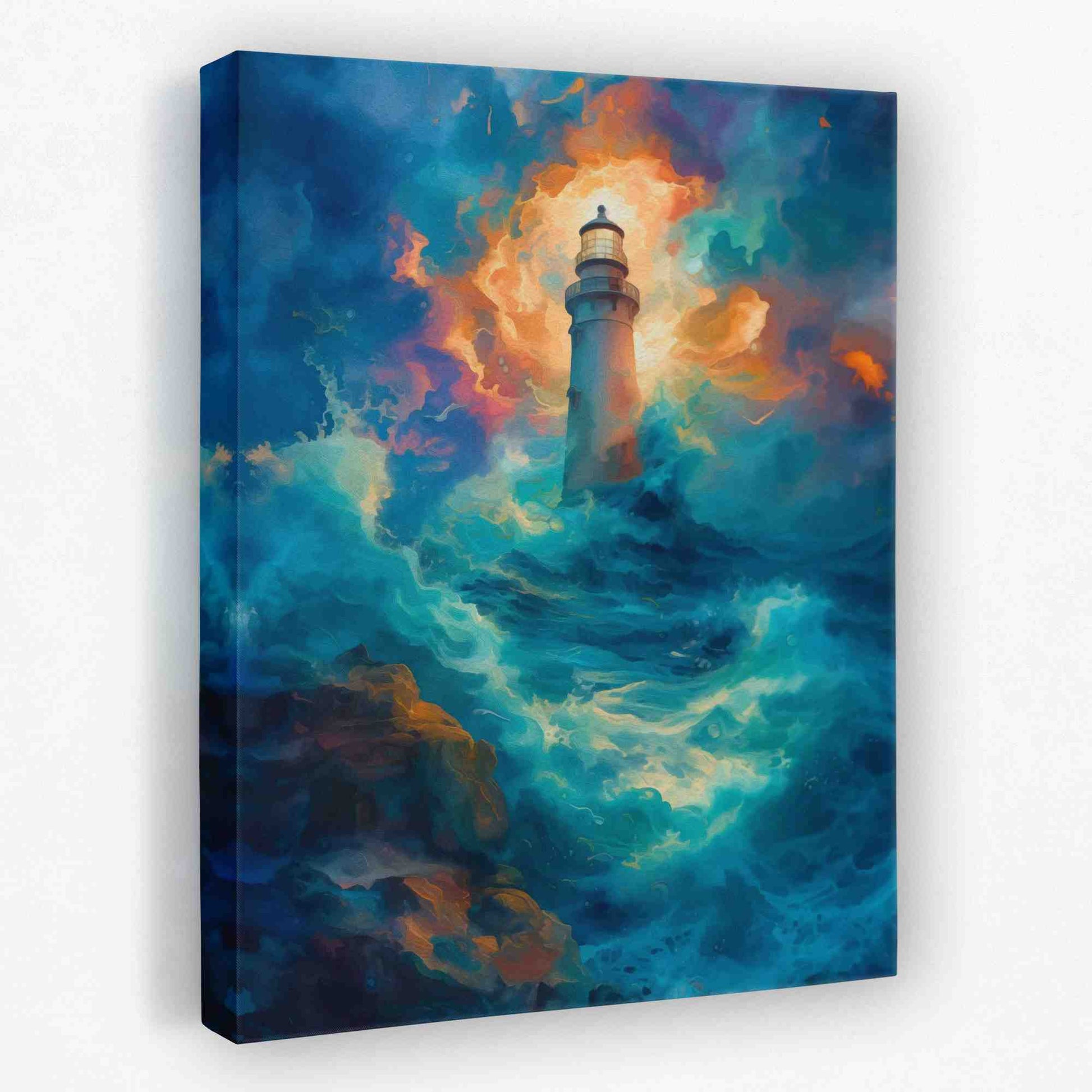 Thrashing Waves - Aqua Canvas Wall Art