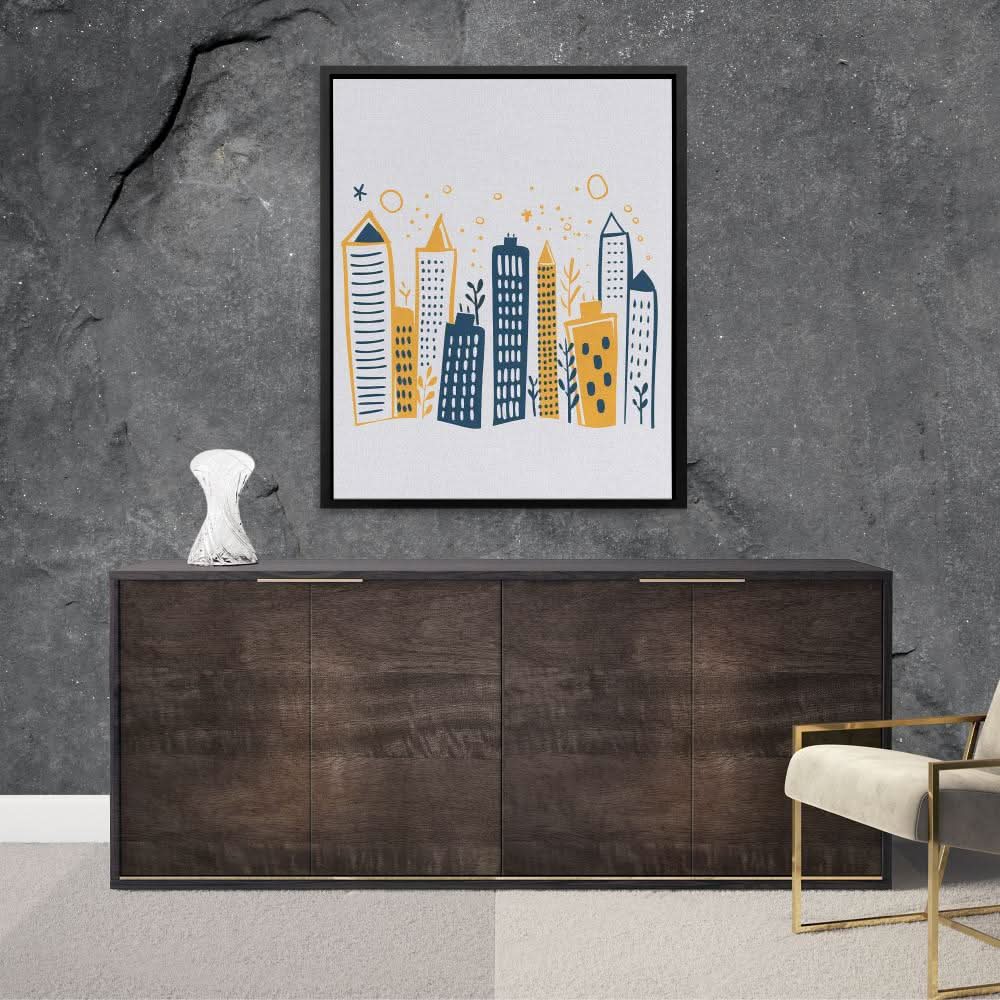 Thriving City - Minimalist Blue Canvas Wall Art