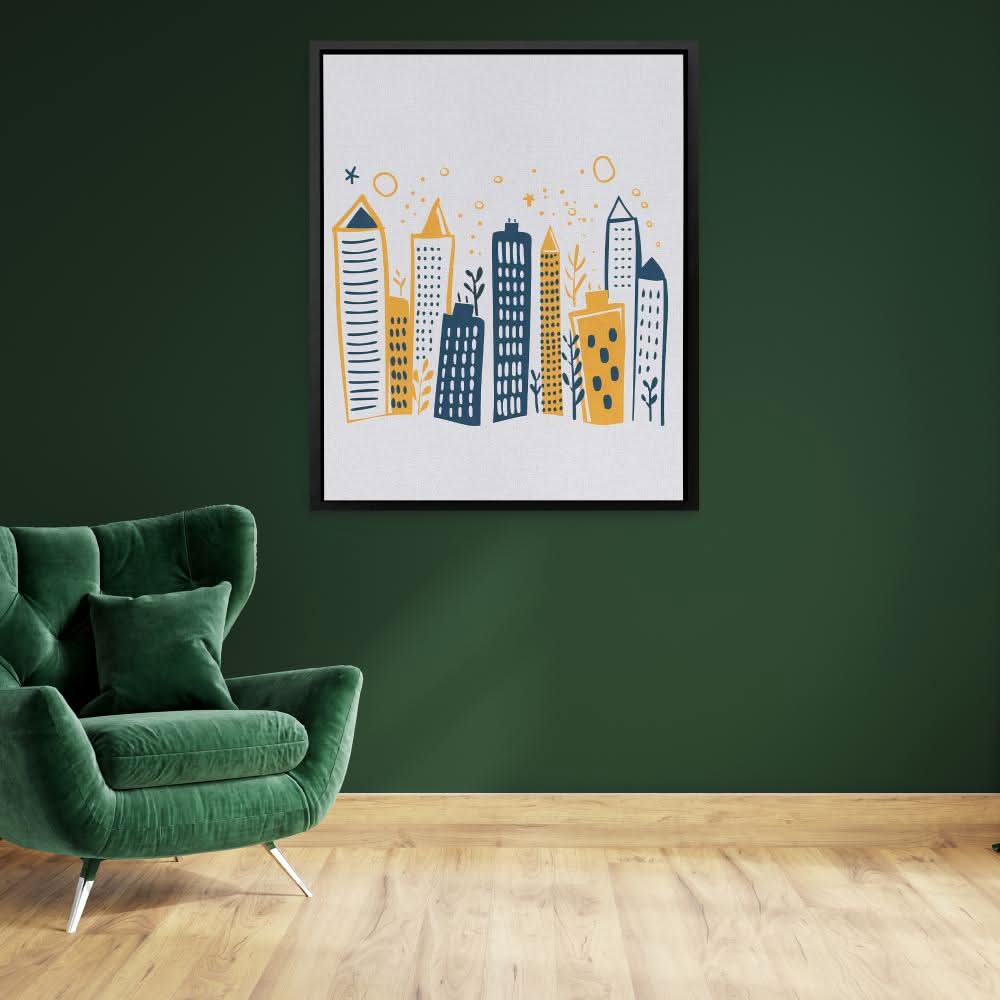 Thriving City - Cityscapes Wall Art in Black Frame