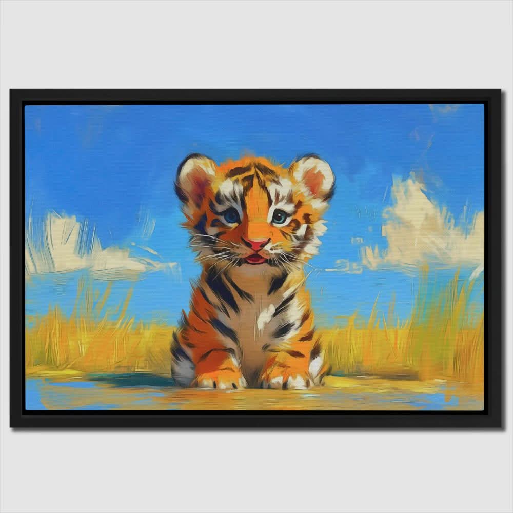 Tiger Cub in the Plains - Blue Tiger Canvas Print