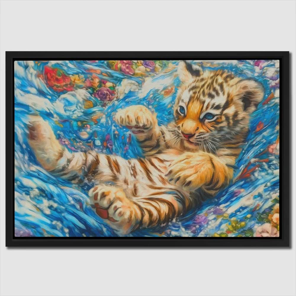 Tiger Cub in Water - Animals Art for Lounge