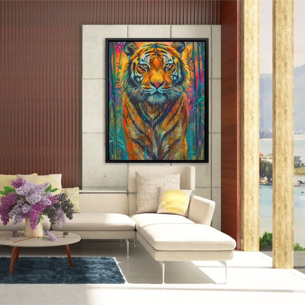 Tiger in the Grass - Large Canvas Print