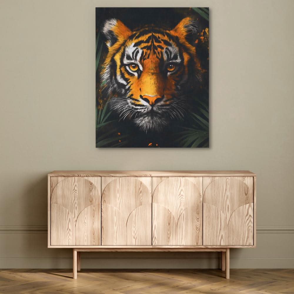 Tiger in the Shadows - Black Tiger Canvas Print