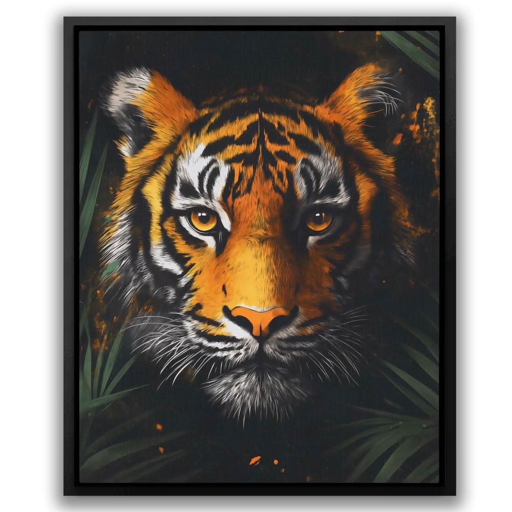 Tiger in the Shadows - Tiger Wall Art in Black Frame