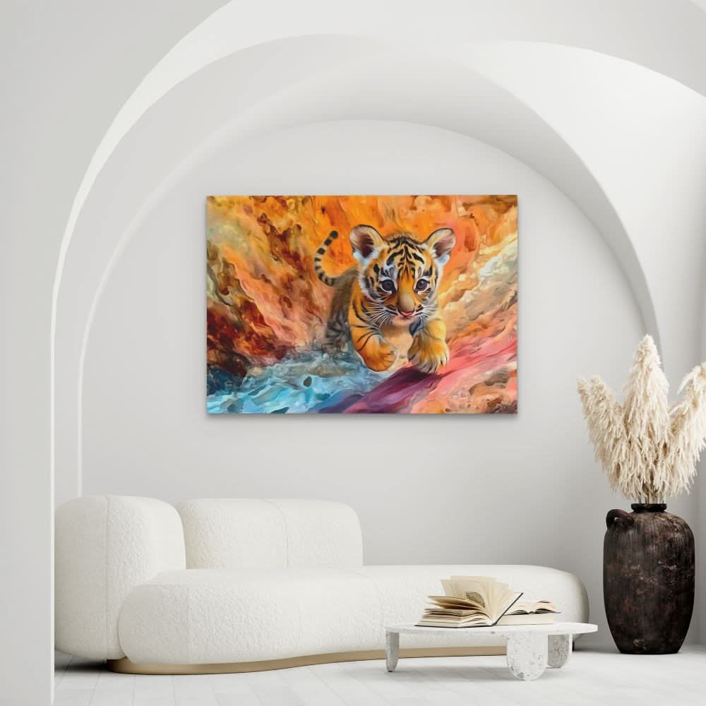 Tiger Trance - Blue Wall Art for Kids Room