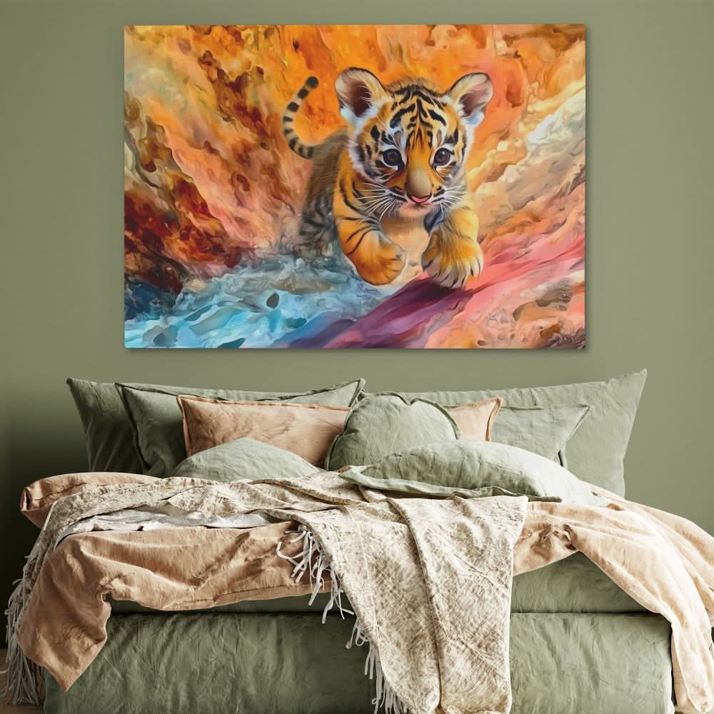 Tiger Trance - Blue Canvas Wall Art