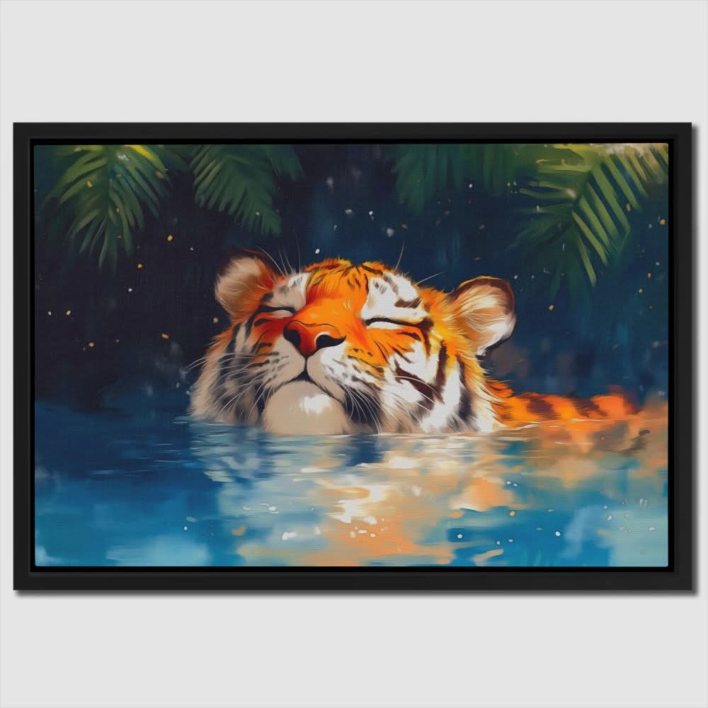 Tiger with Closed Eyes - Coastal Art for Bathroom